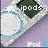 Pixelated icon shows a white and blue object with 'go ipods' text on a dark green shape against a purple background.