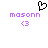 Pixelated icon with black heart outline above purple text 'masonn' and purple '<3' symbol on white background.