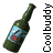 Animated contact sheet of a green glass bottle with blue and red label details rotating through multiple angles against white background.