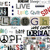 A static collage of pixelated text characters and abstract shapes in muted colors including black, white, blue, green, purple, red, and brown.