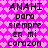 Pixelated text on a pink heart-patterned background with repeated phrases in Spanish.