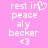 Pixelated pink background with white text reading "rest in peace aly becker <3" and a heart symbol replacing the 'o' in 'peace'.