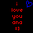 A static pixel art image with red text and a blue heart symbol on black background.