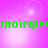 Green text 'moira!❤' on a pink background with white light effects, displayed in a
