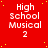 Red background with yellow dots and repeated white text "High School Musical 2" across nine positions, one gray square in bottom-right corner