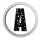 A circular icon with a stylized black letter A inside, surrounded by a gray ring that changes thickness and position across frames.