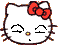 Four pixelated Hello Kitty faces with red bow, showing static and animated damage effects on the right side of each face.