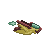 Pixel art of a yellow and brown vehicle with green accents, showing sequential animation frames where the leftmost green element disappears