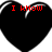 Four black heart shapes with white outlines, each containing red pixelated text; two hearts display 'I KNOW', one displays 'IM LOVE', and the fourth is partially obscured.