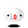 Pixelated white oval shape with black square eyes and red 'k0' text, alternating between 'k0' and 'ko' states with black horizontal bars below.