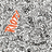 A pixelated orange and white striped cone-shaped object on a gray pixelated background.