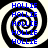 Four identical spiral patterns with blue text 'HOLLIE' repeated vertically on each, arranged in a against black background