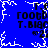 Blue background with white pixelated snowflake patterns and repeated black text elements including 'T.6', 'гооб', 'T.BIAC', and a heart symbol.