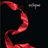 Red ribbon-like shape on dark background with red pixelated text quoting Edward Cullen from Eclipse.