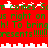 Red background with green pixelated text reading "He comes he comes he is right on is right on h! To bringh! To bring presents !!!!!!! presents !!!!!" and white Santa sleigh silhouettes at top and bottom.