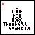 A 4x4 grid of animated frames showing a pixel-art text-based icon with the phrase "I LOVE HIM MORE THAN HE'LL EVER KNOW" and floating pink hearts, each frame displaying different heart positions to create animation.