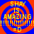 Four identical display a red and blue spiral background with yellow text reading "SHAY IS AMAZING" followed by multiple exclamation marks and ">=D"
