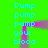 Green background with cyan text reading "Pump pump pump your blood" in two vertical , with purple motion trails between them