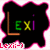 Pixelated icon with black background, pink border, brown L-shaped element, green 'E', yellow 'X', purple 'i' letters, and red text at bottom.