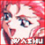 Pixelated anime-style character with red hair and blue eyes, mouth open in a surprised expression, displayed across six
