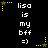 Pixelated text and star icons arranged in a on black background, with yellow stars changing position across frames
