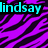 Purple and black tiger stripe pattern with cyan, green, and pink text elements arranged across the image.