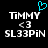 A pixelated image with two identical text blocks on a black background, each containing 'TIMMY', '<3', and 'SL33PIN', with a cyan heart symbol above the left block.