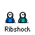 Pixel art of two figures in blue and teal clothing with white faces, showing various poses and expressions including raised arms and speech bubbles.