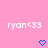 Pink background with repeated white text 'ryan<33' and blue pixelated hearts arranged in a pattern