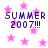 Pixelated text 'SUMMER 2007!!!' repeated four times on a white background with pink stars.