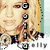 Pixelated image of a person with blonde hair and a teal background, featuring animated text changes and a heart symbol over the name 'kelly'.