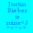 Blue pixelated text reads "Justin Bieber is mine<3" with five star symbols below on a solid blue background.