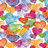 Animated icon with colorful heart patterns, pink lips in various poses, and stylized purple text on black background.