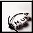 Pixelated grayscale icon with abstract curved lines and scattered dark shapes on a light background, framed by a thick black border.