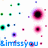 Pixelated icon with repeating circular patterns and text reading 'iimissyou' in blue, purple, and green across three on a white background