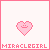 Pixelated pink heart with smiling face and small floating hearts, labeled MIRACLEGIRL below.
