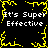 Pixelated yellow border with white text repeating 'It's Super Effective' on a black background.