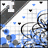 A pixelated animation showing the phrase "I love you" with blue and gray abstract shapes in a