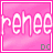 A 4-frame animated contact sheet showing a pink background with the text "reheer" in white pixelated font, each frame displaying different animation states of the text and small gray "DC" letters at bottom right.
