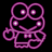 Two side-by-side animated neon pink cartoon character frames on black background with visible pixelation and glow effects.