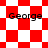 Four display red and white checkered patterns with the word 'George' in black text, each showing a different arrangement of the checkered background
