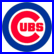 Two side-by-side frames of a pixelated circular logo with blue outer ring, white middle band, and red 'C' shape; left frame shows 'UBS' text inside the C, right frame shows partial 'SU' and 'K' text.