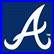 A pixelated image split into two sections: a blue background with white stylized 'A' on the left, and black background with red text "The Braves Rule" on the right.