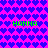 Pixelated image with bright pink background filled with repeating blue heart shapes and green text reading 'HANNA' in multiple locations.