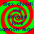 Four identical spiral patterns with red and green colors, each containing text elements arranged in a circular layout.