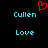 Red pixelated heart symbol above cyan text reading 'Cullen' and 'Love' on black background.