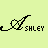 Animated contact sheet of a name-based icon showing sequential frame changes in pink heart positions around the stylized text 'ASHLEY' on a light green background.