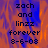 A digital image with text 'zach and linzz forever 8-6-08' over a pixelated orange and blue background, displayed in two identical side-by-side