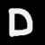 Two white 'D' characters on black background; left is solid, right has concentric grayscale rings around the letter.