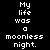 Pixelated text and shapes on a black background with blue and red sections containing white text and a red heart.